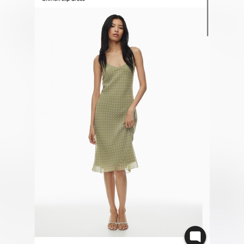 Wilfred Olive Green Polka Dot Slip Dress size M